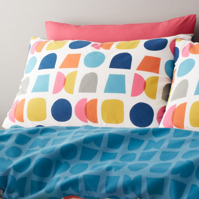 Sleepdown Splice Geo Reversible Duvet Cover & Pillowcase Set - Extra Soft Poly Cotton Bedding (UK King, Black/White/Grey)