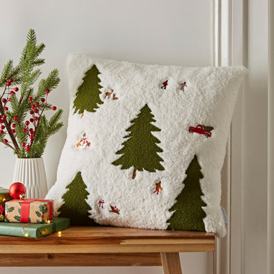 Catherine Lansfield Cosy Boucle Christmas Tree Cushion Neutral