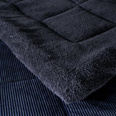 Catherine Lansfield Cosy Cord Coverless Comforter Duvet Navy Blue