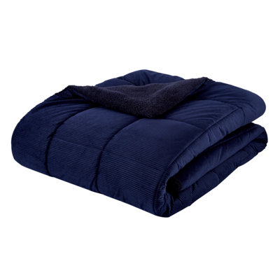 Catherine Lansfield Cosy Cord Coverless Comforter Duvet Navy Blue