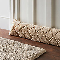 Catherine Lansfield Cosy Diamond Faux Fur Door Draught Excluder Natural