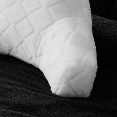Catherine Lansfield Cosy Diamond Faux Fur High Back Cuddle Cushion Back Rest White