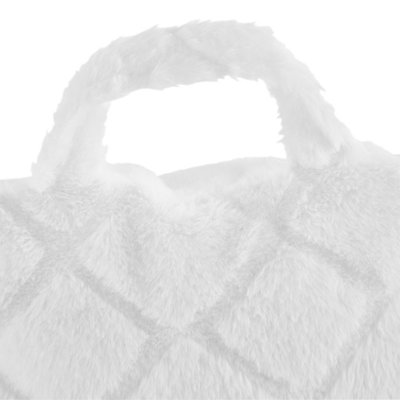 Catherine Lansfield Cosy Diamond Faux Fur High Back Cuddle Cushion Back Rest White