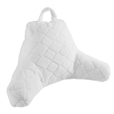Catherine Lansfield Cosy Diamond Faux Fur High Back Cuddle Cushion Back Rest White