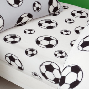 Catherine Lansfield Cosy Football Fleece Fitted Sheet White
