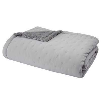 Copriletto In Velluto Riccio Catherine Lansfield - Misura 220x220 Cm, Colore Cipria, Reversibile, Lavabile A 30°C - 5