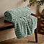 Catherine Lansfield Cosy Ribbed Faux Fur Blanket Throw Green