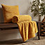 Catherine Lansfield Cosy Ribbed Faux Fur Blanket Throw Mustard