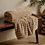 Catherine Lansfield Cosy Ribbed Faux Fur Blanket Throw Natural