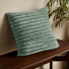 Catherine Lansfield Cosy Ribbed Faux Fur Soft Touch 45x45cm Cushion Green