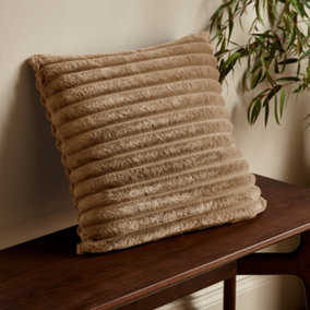Catherine Lansfield Cosy Ribbed Faux Fur Soft Touch 45x45cm Cushion Natural