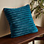 Catherine Lansfield Cosy Ribbed Faux Fur Soft Touch 45x45cm Cushion Teal Green