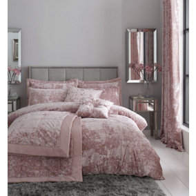 Catherine Lansfield Crushed Velvet Double Duvet Cover Set with Pillowcases Blush Pink