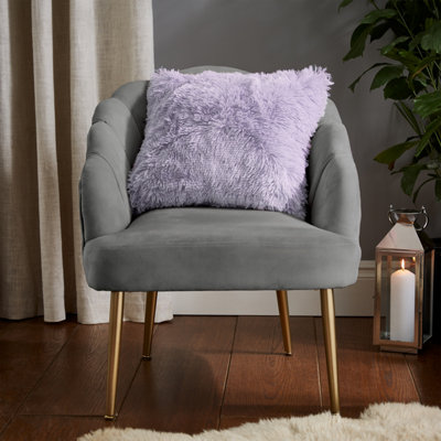 Catherine Lansfield Cuddly Deep Pile Faux Fur Cushion Heather