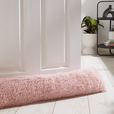 Catherine Lansfield Cuddly Deep Pile Faux Fur Door Draught Excluder Blush Pink