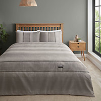 Catherine Lansfield Denim Double Duvet Cover Set with Pillowcases Grey