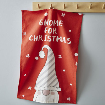 Santa Gnome Cotton Tea Towel