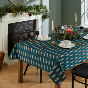 Catherine Lansfield Dining Christmas Nutcracker Cotton Table Cloth 137x178 cm Green