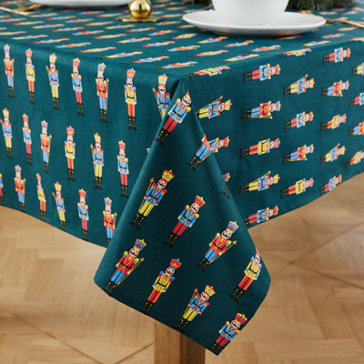 Catherine Lansfield Dining Christmas Nutcracker Cotton Table Cloth 137x229 cm Green