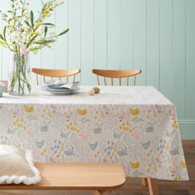 Catherine Lansfield Dining Cottage Friends 137x178cm Table Cloth Natural