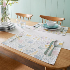 Catherine Lansfield Dining Cottage Friends 30x46cm Placemat Pack of 4 Natural