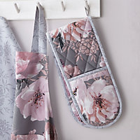 Catherine Lansfield Dining Dramatic Floral 18x88 cm Oven Glove Grey