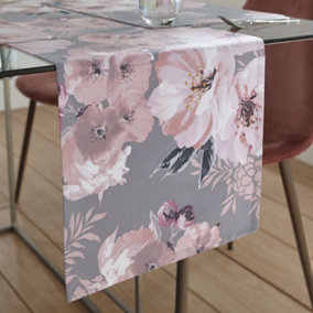 Catherine Lansfield Dining Dramatic Floral 33x220 cm Runner Grey