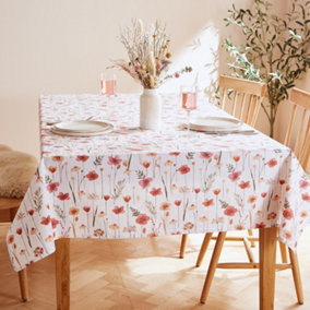Catherine Lansfield Dining Harvest Flowers Cotton 137x178cm Table Cloth Natural