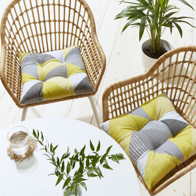 Catherine Lansfield Dining Larsson Geo Indoor Outdoor 40x40cm Seat Pad Pair Ochre DIY at B Q