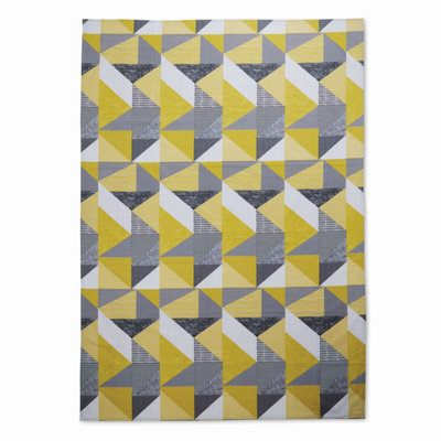 Catherine Lansfield Dining Larsson Geo Wipe Clean 132x178 cm Table Cloth Ochre