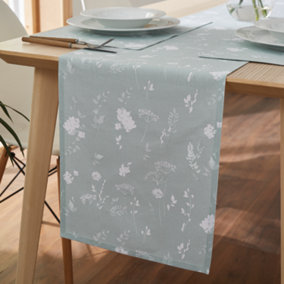 Catherine Lansfield Dining Meadowsweet Floral Cotton 33x220 cm Runner Green