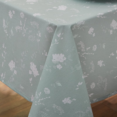 Catherine Lansfield Dining Meadowsweet Floral Wipe Clean 132x178 cm Table Cloth Green