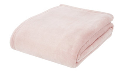 Catherine Lansfield Downstairs Living Extra Large Raschel Velvet Touch 200x240cm Blanket Throw Blush Pink