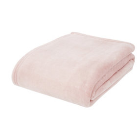 Catherine Lansfield Downstairs Living Extra Large Raschel Velvet Touch 200x240cm Blanket Throw Blush Pink