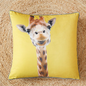 Catherine Lansfield Downstairs Living Giraffe 55x55cm Cushion Yellow