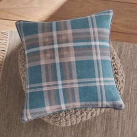 Catherine Lansfield Downstairs Living Tweed Woven Check 45x45cm Cushion Teal