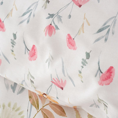 Catherine Lansfield Ella Poppy Reversible Duvet Cover Set with Pillowcase Cream