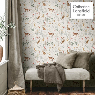 Catherine Lansfield Enchanted Twilight Wallpaper - For Living Room, Bedroom, Fireplace - Matt Finish,  Pattern, Natural