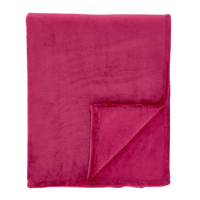Catherine Lansfield Extra Large Raschel Velvet Touch 200x240cm Blanket Throw Hot Pink