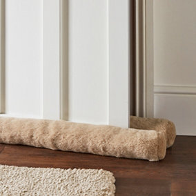 Catherine Lansfield Faux Fur Door Draught Excluder Natural