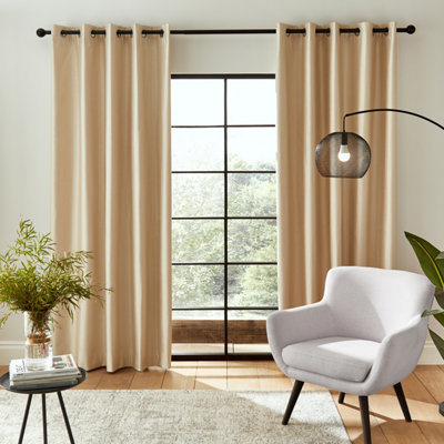 MONA Faux Silk Lined Kitchen Curtain Panels - Grommet Top Tier Length 24 Inch