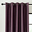 Catherine Lansfield Faux Silk 66x54 Inch Blackout Thermal Insulating Eyelet Curtains Two Panels Aubergine
