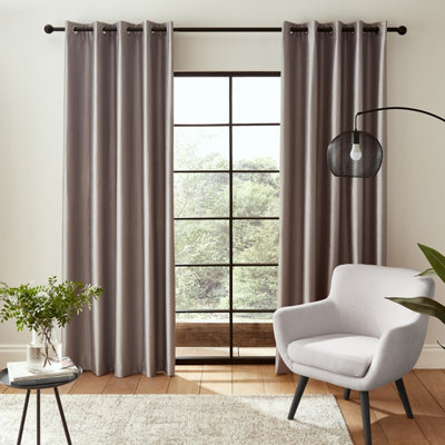 Catherine Lansfield Faux Silk 66x72 Inch Blackout Thermal Insulating ...