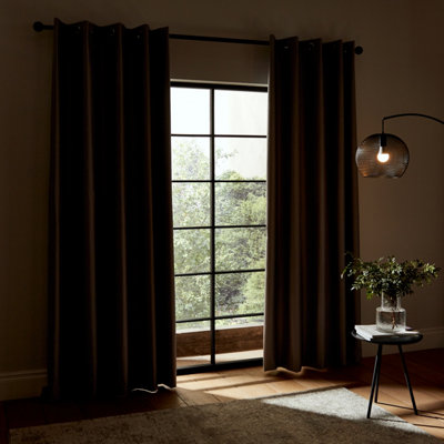 Catherine Lansfield Faux Silk 90x90 Inch Blackout Thermal Insulating Eyelet Curtains Two Panels Silver Grey