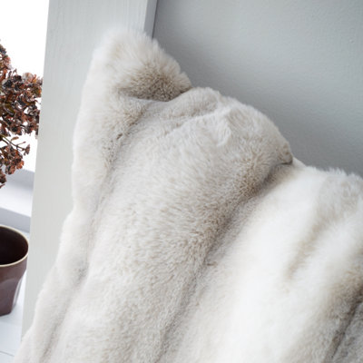 Catherine lansfield metallic faux fur cushion sale
