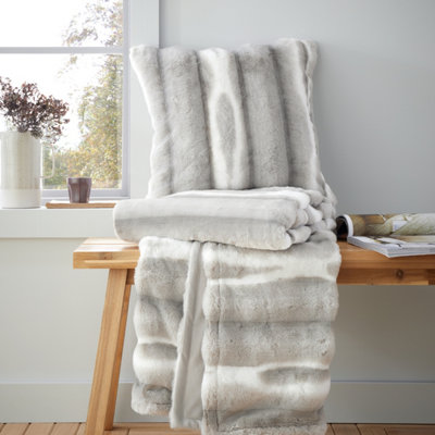 Catherine lansfield metallic faux fur cushion sales