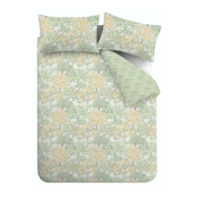 Catherine Lansfield Forest Blossom Reversible Duvet Cover Set with Pillowcases Green