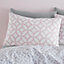Catherine Lansfield Geo Trellis King Duvet Cover Set with Pillowcases Pink