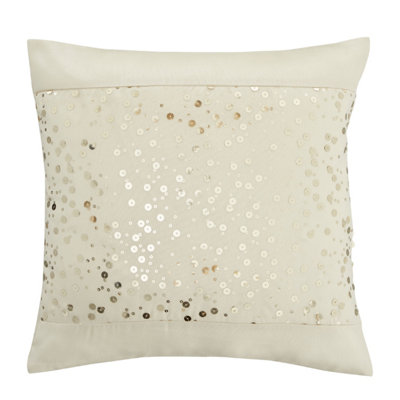 Catherine Lansfield Glitzy Sequin Cushion Natural DIY at B Q