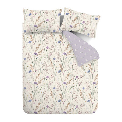 Catherine Lansfield Grasmere Floral Reversible Duvet Cover Set with Pillowcases Lilac